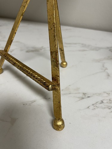Vintage MCM Metal Gold Leaf Rope Motif Art Plate Folding Easel 7.5" - Picture 4 of 8
