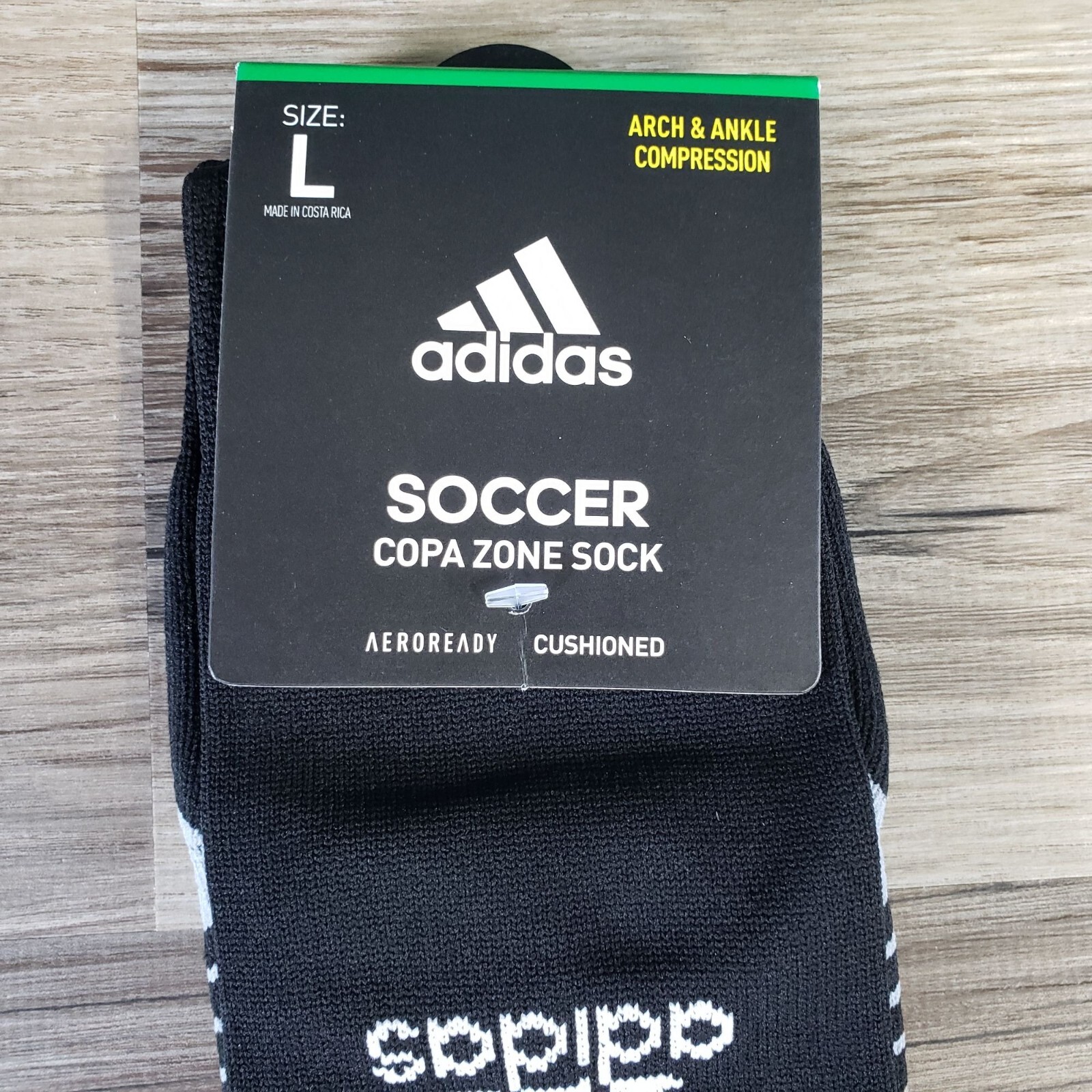 adidas Unisex Copa Zone IV Cushion Soccer Socks Size L Large Black/White NEW thumbnail 2