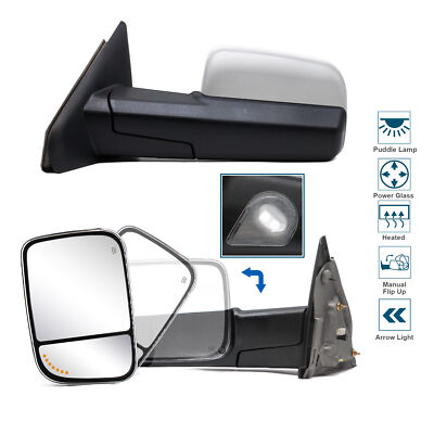 Pair Tow Mirrors Fit 03-08 Dodge Ram 2500 3500 Power Heated Arrow Light Chrome