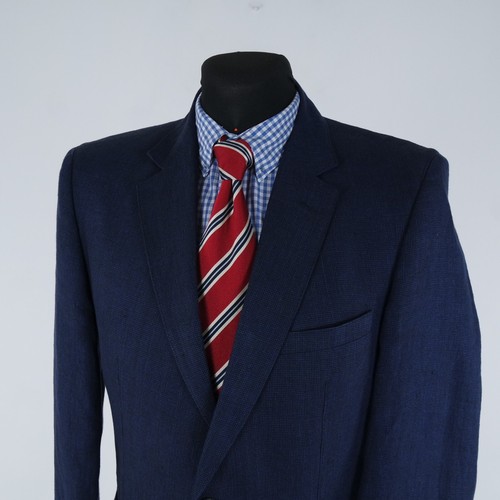 Mens Pin Check Blazer 38R UK Size STRELLSON Blue Wool Sport Coat Jacket - Picture 10 of 14