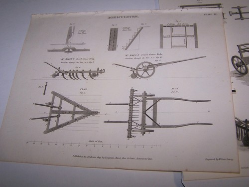 Antike Bauernhofausrüstung Pflugbauern Grasrechen Anfang des 19. Jahrhunderts Gravuren Menge 2 - Bild 2 von 2