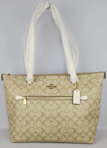 Coach Gallery Tote In Signature Canvas  Im/Light Khaki/Chalk F79609 NWT 