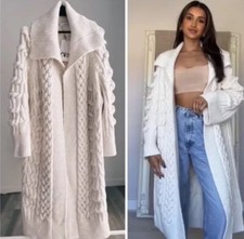 ZARA NEW WOMAN LONG CABLE-KNIT Cardigan COAT ...