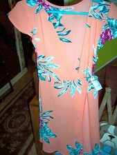 NWT CHARLOTTE RUSSE Orange Floral Poly Spandex Wrap-around Dress - SIZE XS