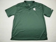 Michigan State Spartans Polo Shirt Men 2XL Green Nike Dri Fit Basketball Adult