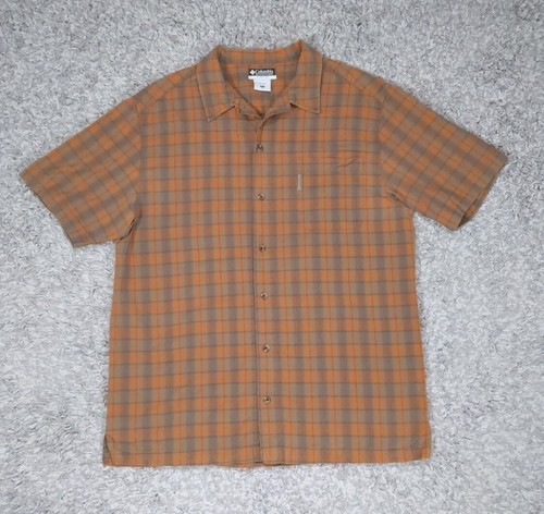 Columbia Men's Orange Plaid Button Up Shirt Size XL Outdoors Fishing - Picture 2 of 8