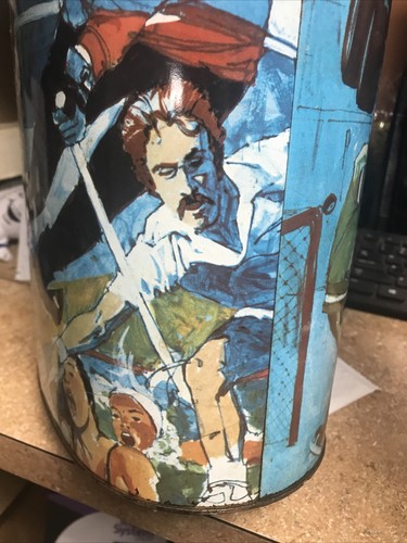ABC Wide World Of Sports Vintage Metal Garbage Can Pail Cheinco Waste Basket ABC - Picture 7 of 12