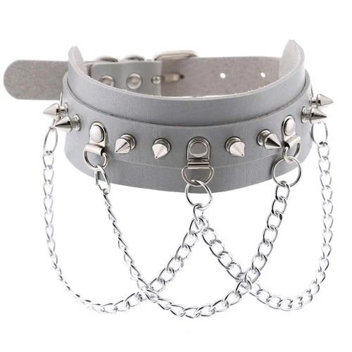 Punk Gothic Spike Rivit Choker Halsband PU Leder BDSM Halskette 16 Farben - Bild 1 von 36
