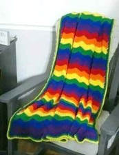 crochet handmade baby rainbow blanket car seat ripple unisex 42 X 48 USA made