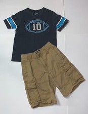 Oshkosh Little Boys Football Tee Shirt  Tan Cargo Shorts Size - 5