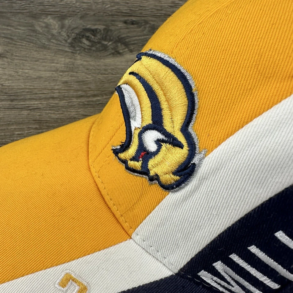 De colección Buffalo Sabres Ryan Miller Reebok Slug Logo Gorra Sombrero OSFM Amarillo #30 Foto 3 de 4