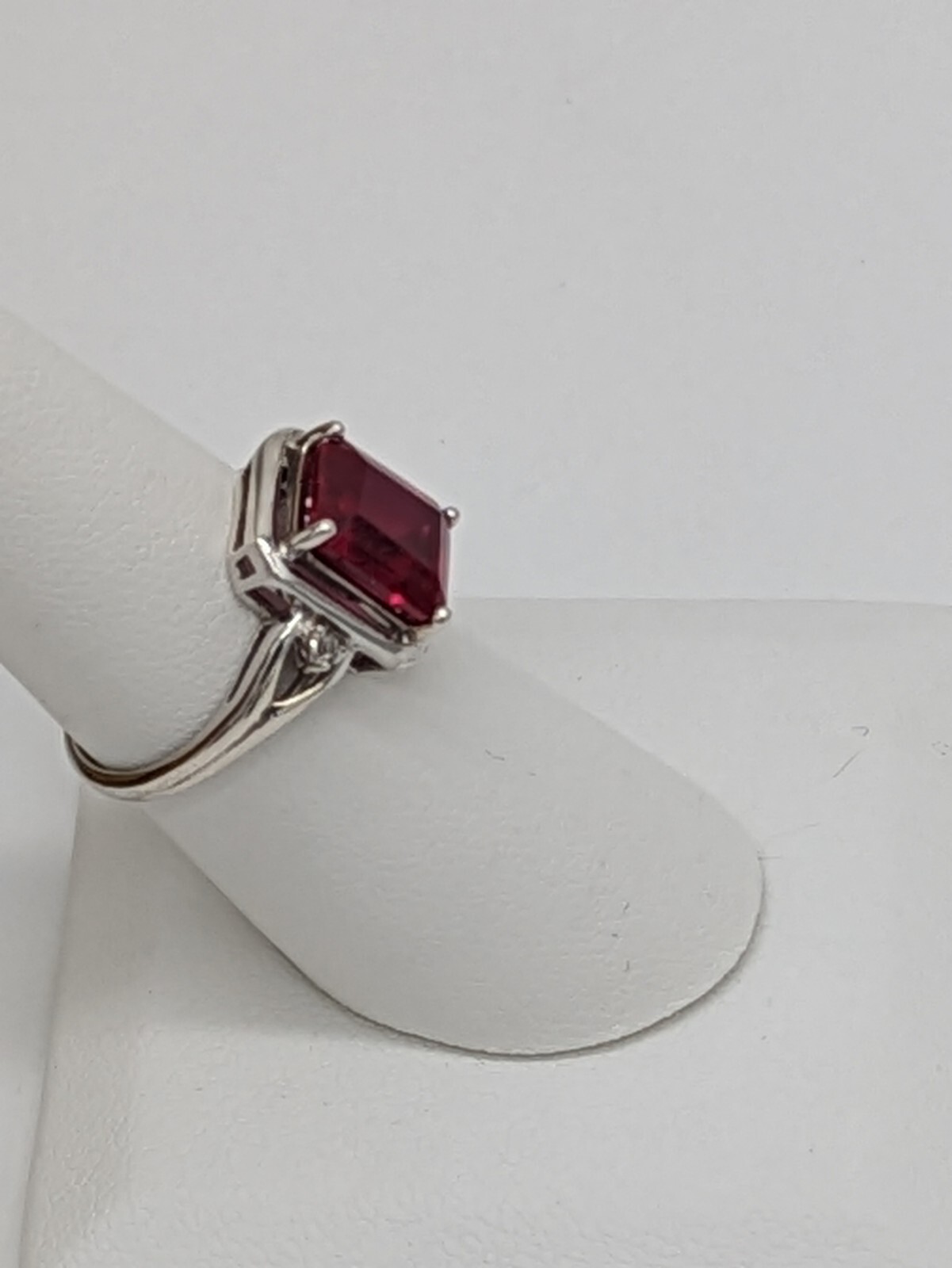 Sterling Silver Lab Created 4Ct Ruby Ring With Di… - image 3
