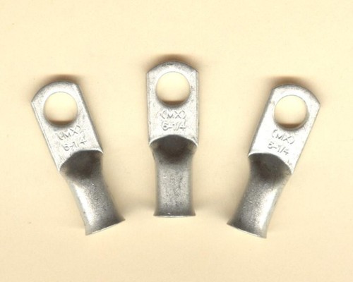 10 TIN PLATED BIG BATTERY COPPER LUG Ring Terminal Connector #6 Wire Gauge 1/4" - Picture 2 of 2