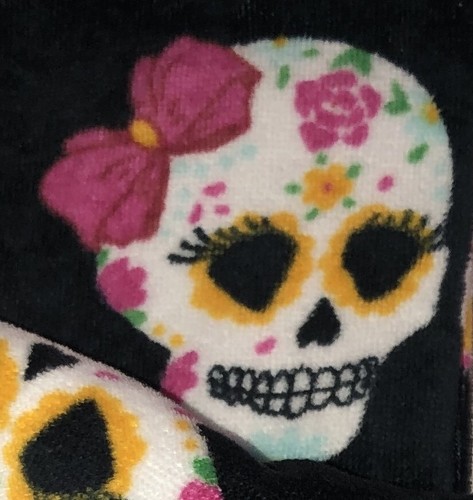 Happy Spooky Season Day of the Dead Black & Multi Skull Print Kitchen Towel Set - Picture 4 of 5