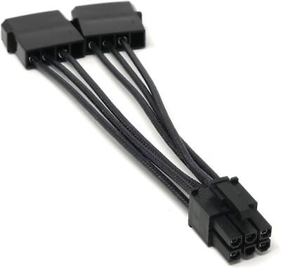 EVGA W000-00-000144 6-pin PCIE (male) to 2 x 4-pin MOLEX (male) power adapter