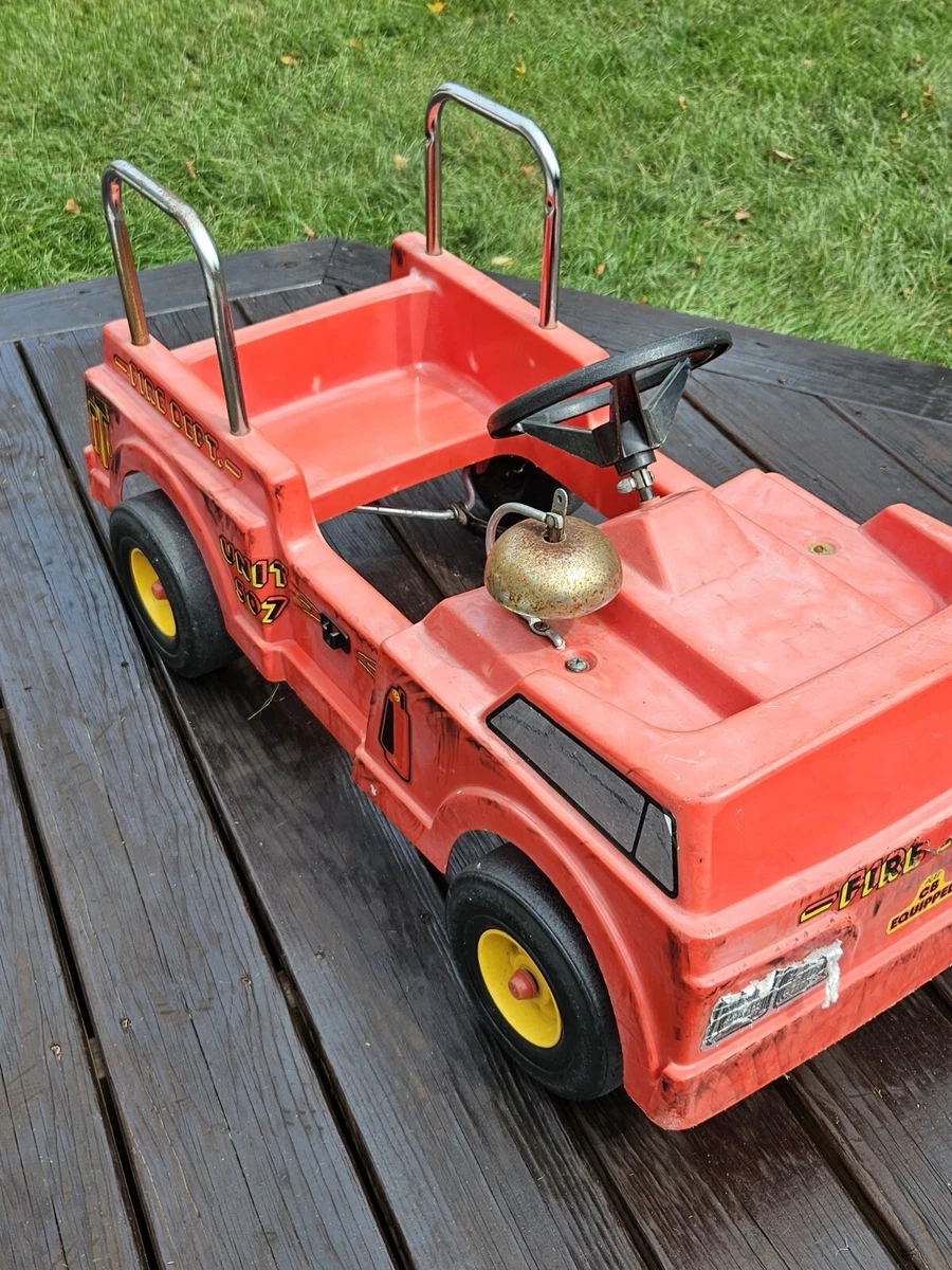 Vintage Childs Fire Truck Road Master Plastic Pedal Car 1980s Works Local PU