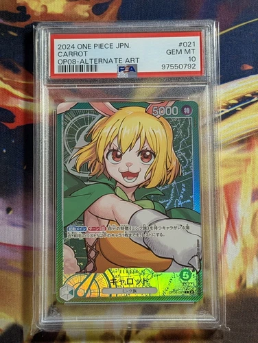 PSA 10 GEM MINT JAPANESE ONE PIECE 2024 CARROT OP08-021 ALTERNATE ART