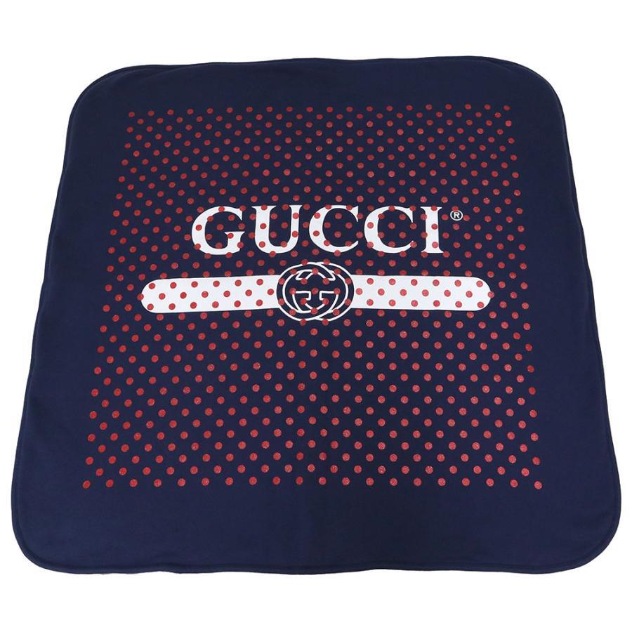 【新品未使用】GUCCI ベビーブランケット、ペットマット、クッションマット Gucci Blanket Baby Children's Cotton 100% Polka Dot Navy Red