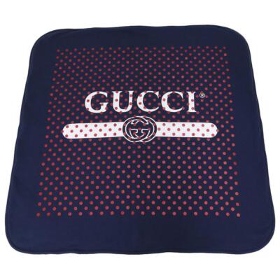 GUCCI ブランケット Gucci Blanket Baby Children's Cotton 100% Polka Dot Navy Red