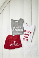 Mud Pie H1 Christmas Women's Holiday Graphic Tee 85100118 Choose Design