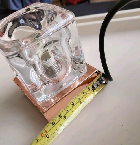 Brushed Chrome Colour+ Crystal Cube Touch Dimmer Table Lamp Light,Unused - Picture 3 of 21