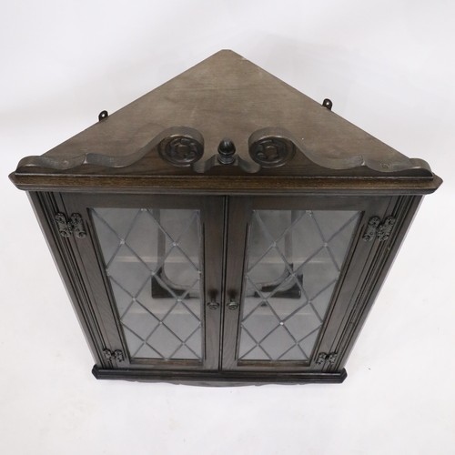Old Charm Oak Hanging Corner Display Cabinet in Jacobean Brown FREE UK Delivery - Picture 3 of 11