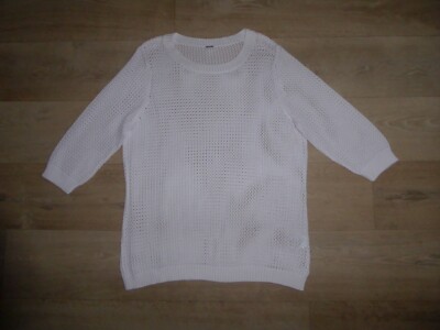 APRODUCTZ Pullover Netzpullover Gehäkelt 3/4 Ärmel Weiß Gr.50 **NEU**