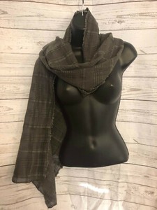 / Raquel Allegra Women’s Gray Striped Silk / Cotton One Size Scarf Wrap