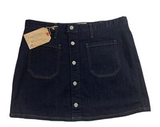 RALPH LAUREN DENIM SUPPLY NWT Mini Skirt Sz 32 Button Front A Line