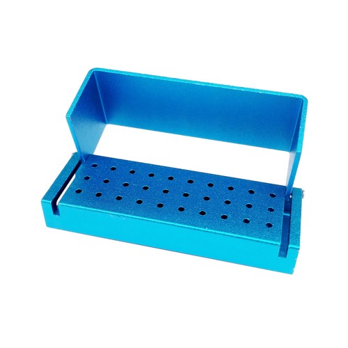 Dental Bur Burs Holder Block Disinfection Box Aluminium Autoclave 30 Holes Blue - Afbeelding 1 van 3