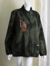 Focus Sz L Art-to-wear Green Cotton Washed Funky Jacket Blazer