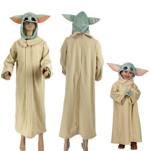 Kids Baby Yoda Costume The Mandalorian Star Wars Cosplay Halloween Fancy Dress~ - Afbeelding 1 van 11