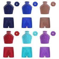 Girls Activewear Stage Performance Set Street Outfit Figure Skating Tracksuit