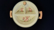 Vintage Baby Warming Divided Dish, Pottery, Little Bo Peep Pink Girl