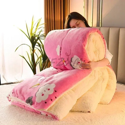 Plaid Super Thick Warm Blankets Winter Autumn Milk Fleece Duvet Thicken Warmth - Picture 11 of 29