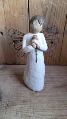 Willow Tree Loving Angel Figur Mädchen mit Rose 2002 DEMDACO Susan Lordi 13 cm