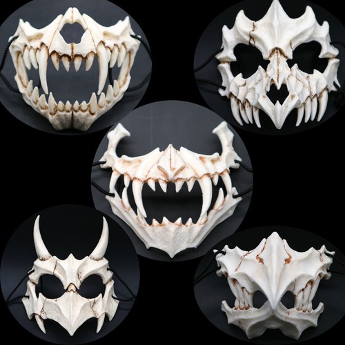 Japan Demon Samurai Cosplay  Resin Mask Kabuki Oni Ninja Tengu Dragon Yaksa Tige - Afbeelding 1 van 16