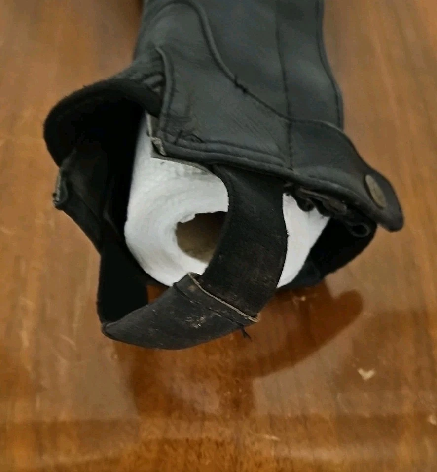 Medias gorras de cuero negro para mujer para botas Paddock altura L de Perris Riding... Foto 4 de 4