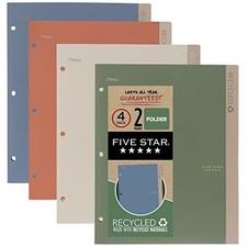 2 Pocket Folders, 4 Pack, Recycled Plastic Folders with Stay-Put Tabs and