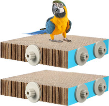 Skyygemm 2 Pieces Bird Chew Toy Parrot Cage Perch Cardboard Platform Bird Paw Gr