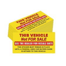 This Vehicle Not for Sale Stickers 100Pcs Yellow and Red Car Dealer