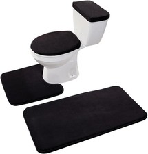 Memory Foam Bathroom Toilet Rug Set 4 Piece with Toilet Lid Cover and Tank Co...