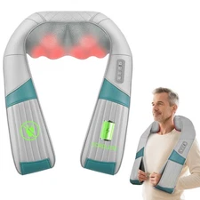 Cordless Neck Massager with Heat, Rechargeable Shiatsu Neck Back Massager for...