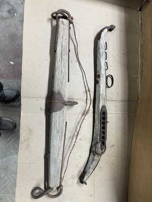 Antique Wood Iron Rings Single Tree Yoke Harness