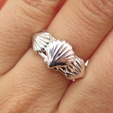925 Sterling Silver Vintage Seashell Ring Size 7.25