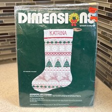 New VTG 1984 Dimensions Lace Needlepoint Stocking Kit 16" Customizable Sealed