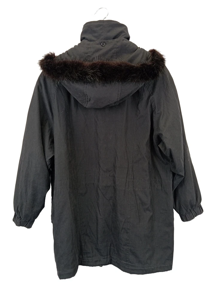 LONDON FOG Veste Outdoor Femme Noir Capuche Fourrure (EU 38, INT M) - Photo 2/4