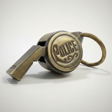 Police Department Solid Brass Embossed Star Whistle