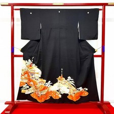 Japanese Kimono 'TOMESODE' Silk/Flower/Pine/Traditional/Length:158cm N1311