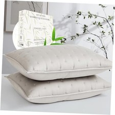Bed Pillow Covers, Standard Size Set of 2, Silky 26" x 20" Pack of 2 Bone